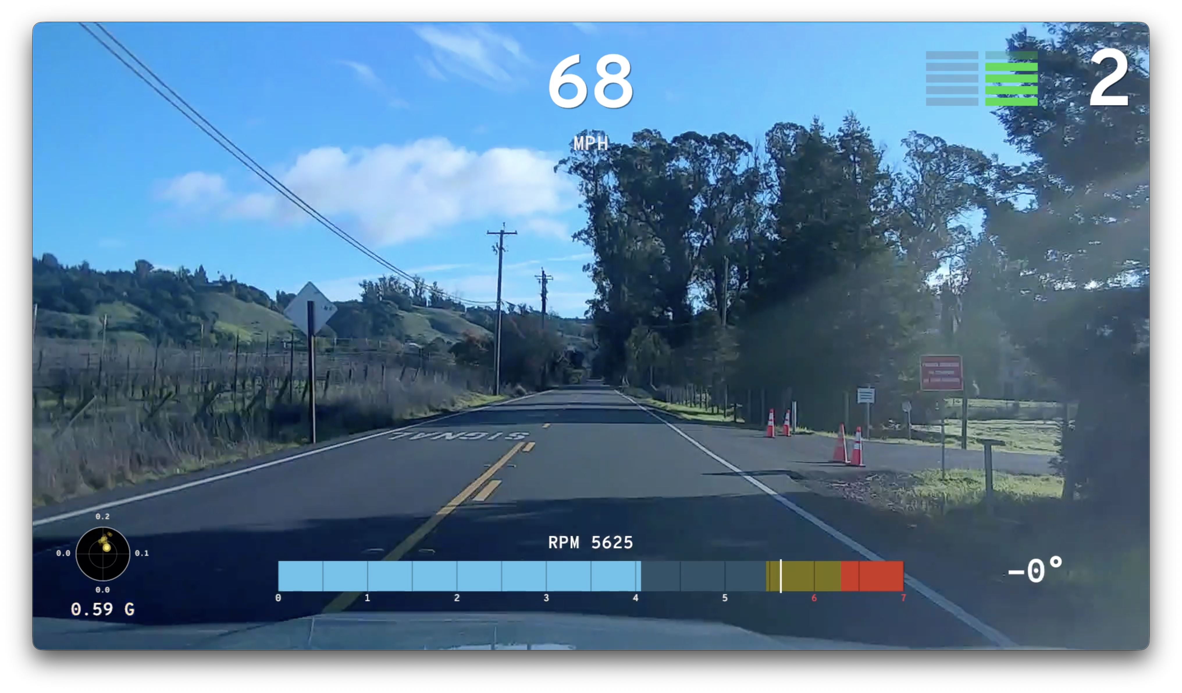 Exported video with telemetry overlay